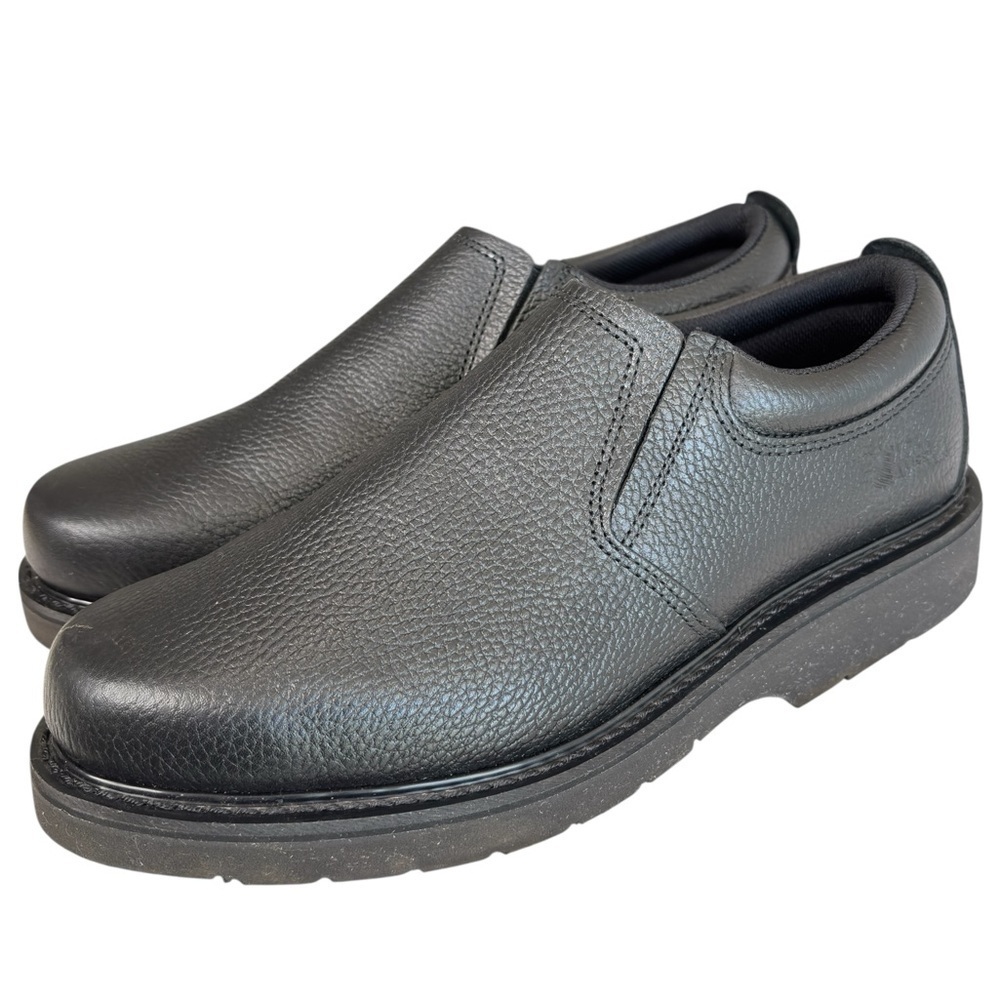 Work America Mens Work Shoe Slip-On Non-marking Size 11 E Black Leather 607965